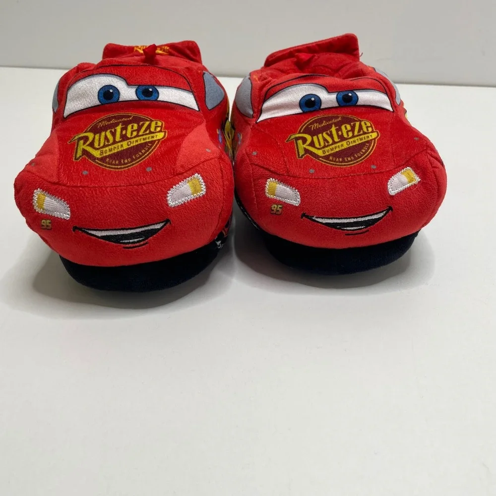 Disney Pixar Cars Lightning McQueen Red Plush 3D Kids Slippers House Shoe 13 1